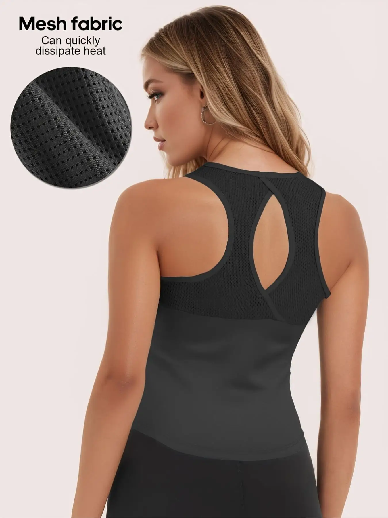 Women's Backless Sports Vest with Mesh Details, Breathable Yoga Top, Casual Fit, Ideal for Gym & Outdoor Activities