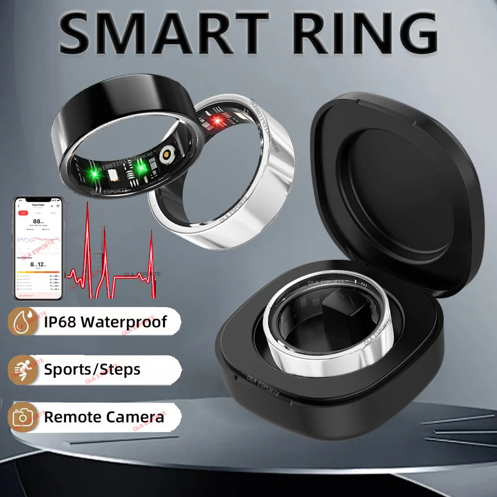 

2026 New R09 Smart Ring Men Women with Charging Case, Blood Pressure/Oxygen and Sleep Monitoring 5ATM Waterproof For Android iOS