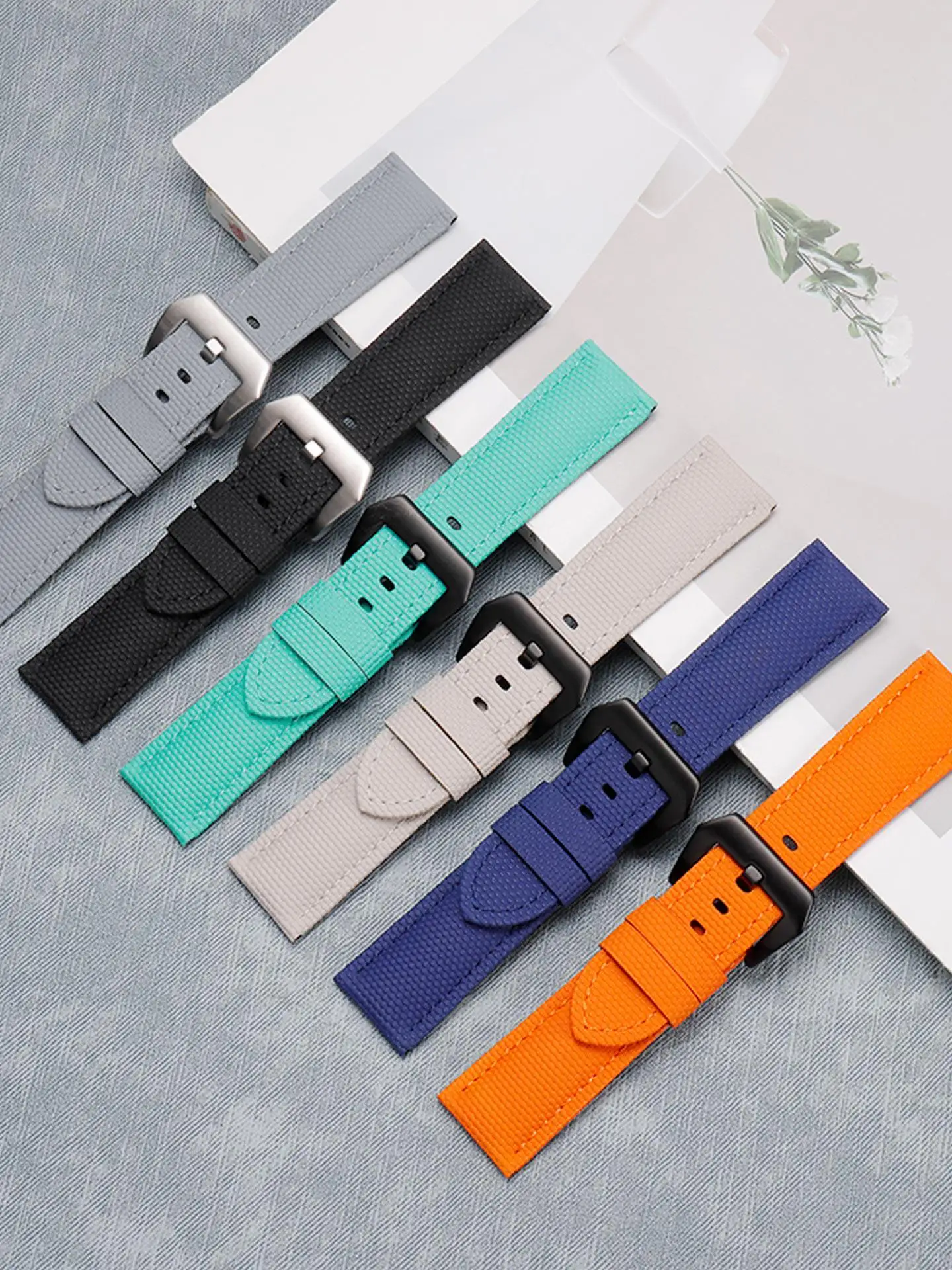 For Paneral fluororuber watch strap 22 24 26 MM universal flat interface FKM watchband Men's bracelet watch accessories
