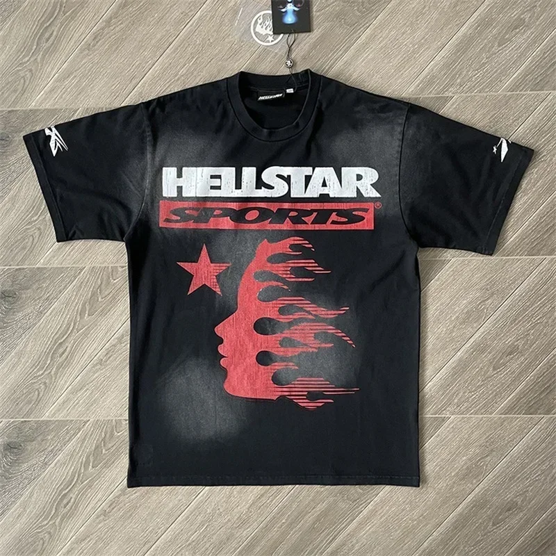 

24ss Black Washed Family Tee Men Women 1:1 Best Quality Hell Star Oversized Pure Cotton Casual T Shirt