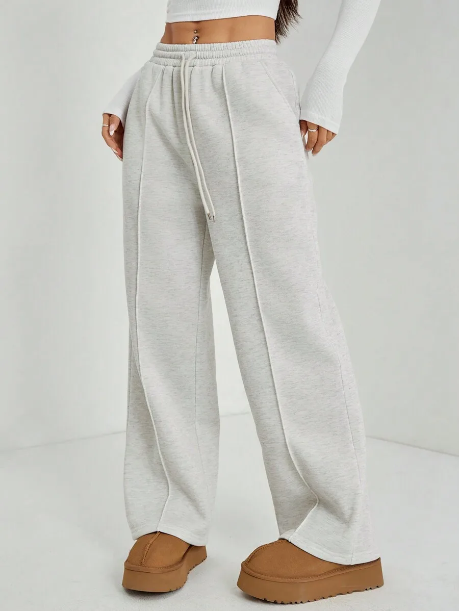 

Женские широкие спортивные брюки для невысоких женщин с плиссировкой, из мягкого флиса, для повседневной осенней носки