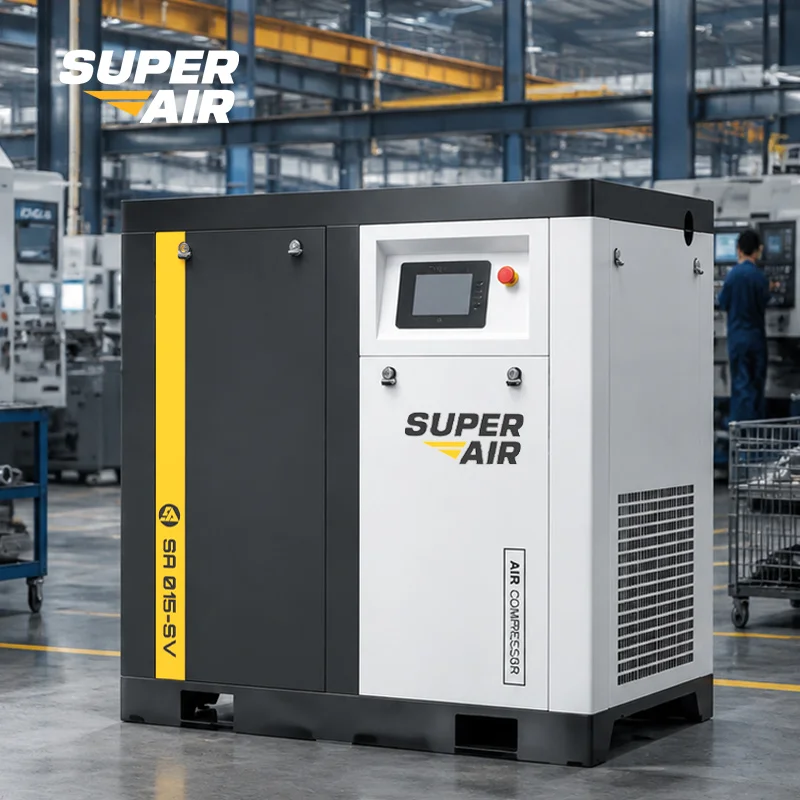 Super Air Screw Air Compressor 7.5kw 1.2m3/min 8bar 380V 415V 3 Phase for Auto Repair Shops Tire Service & Pneumatic Tools CE