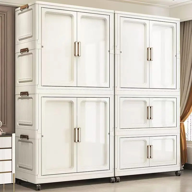 White simple wardrobe, no installation required, folding storage cabinet, toy and snack storage box, household sundries shelf