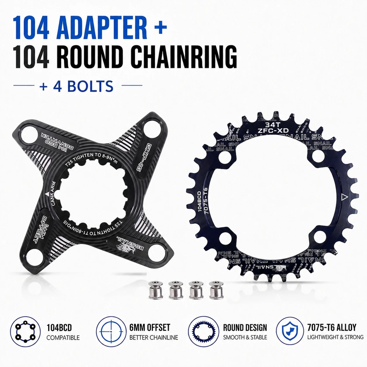 Sram Direc Mount用スネイルチェーンリングアダプタースパイダー