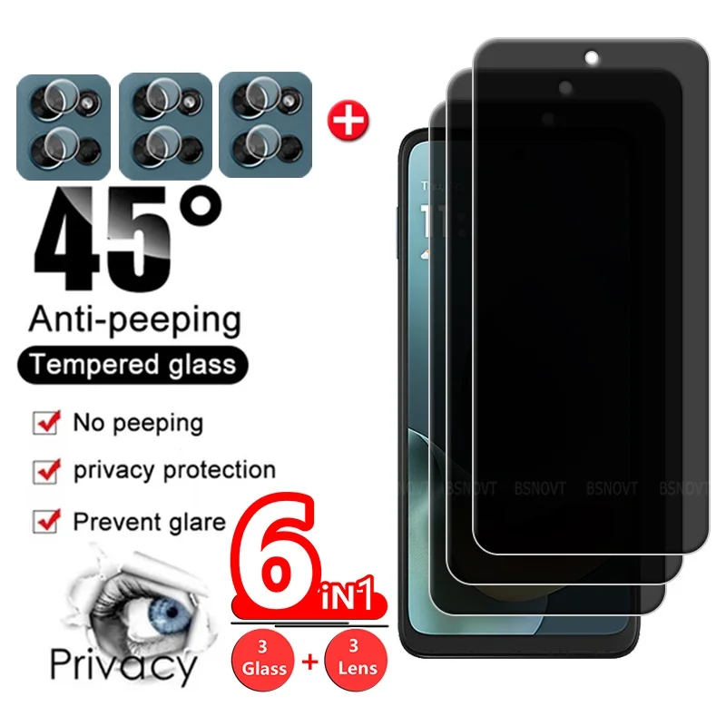 6 في 1 لهاتف موتورولا موتو جي بلاي 2026 زجاج موتو جي بلاي 2026 زجاج مقسى 9H واقي شاشة للخصوصية مضاد للتجسس موتو جي بلاي 2026 #1