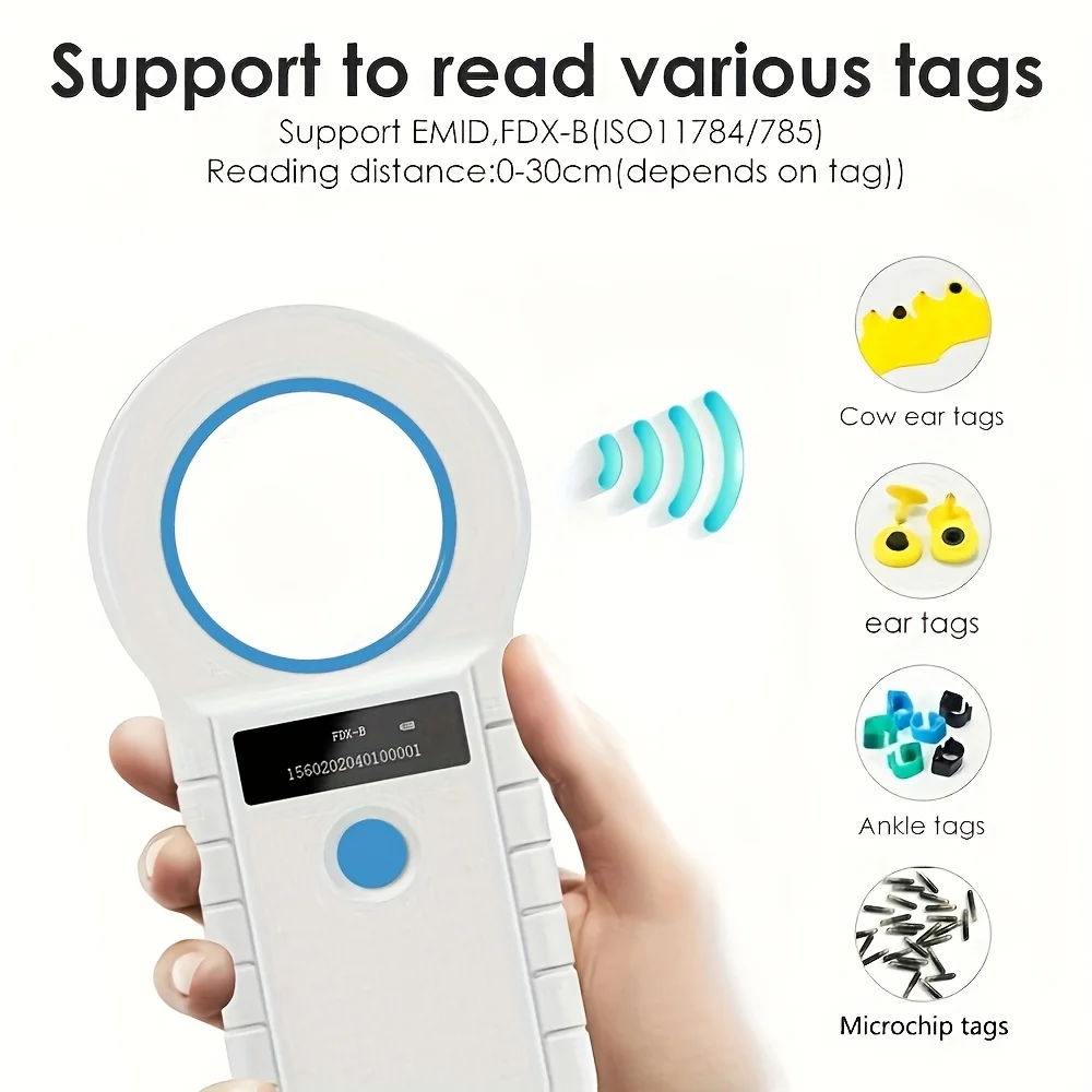 Bluetooth/USB Czytnik znaczników zwierząt Czytnik RFID Czytnik znaczników uszu Skaner chipów dla zwierząt Czytnik mikrochipów dla psów Kotów Krowi Owce