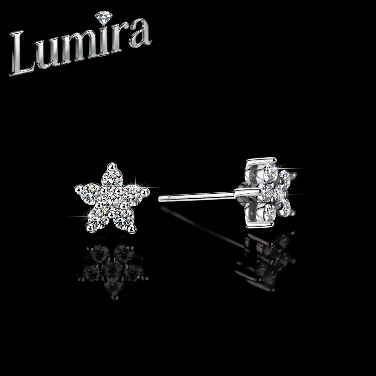 

Серьги-гвоздики Lumira Platinum PT950 для женщин, пятизвездочные, элегантные и минималистичные, свадебный подарок, украшение для ушей с пятилистным муассанитом