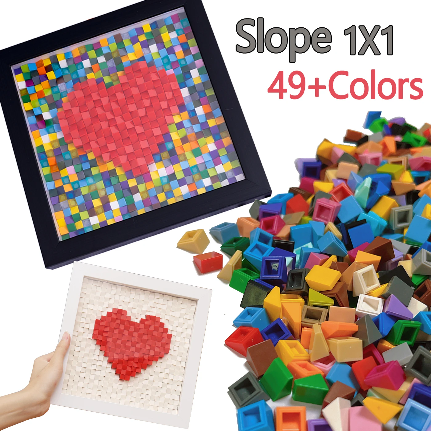 

Bulk Buy Slope 1x1 Pixel Art Remix Painting 49+ Colors Building Block MOC Parts Brick Mosaic Maker Love Toys 54200 2600pcs/Lot