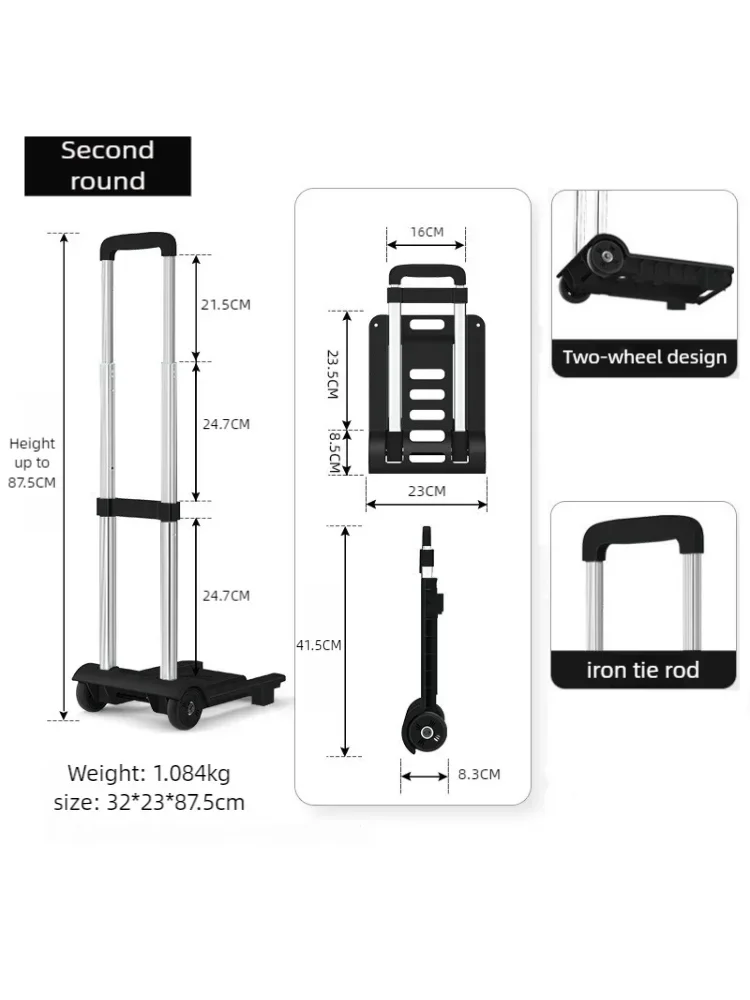 Hand Carts Trolleys Small Folding Household Portable Cargo Handling Trailer Shopping Luggage Trolley Material Handling Tools