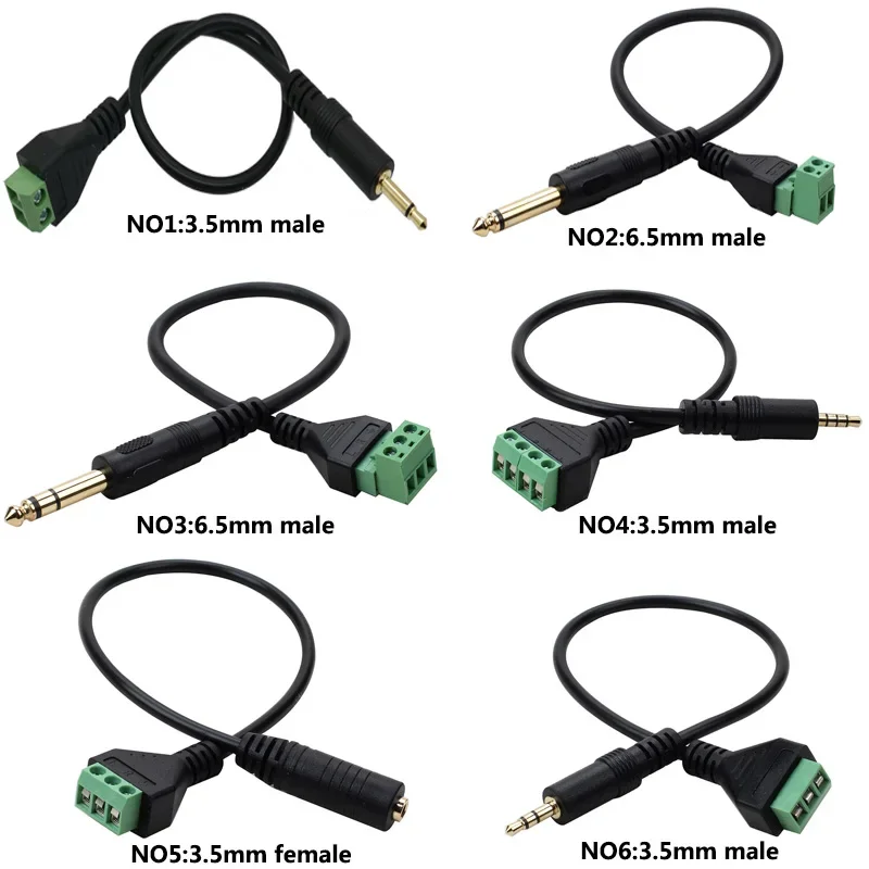 Video AV Balun 3.5mm 4 Pole 6.5mm 3 Pole  Stereo Male To AV Screw Terminal Stereo Jack 3.5 Mm Male Terminal Block Plug Connector