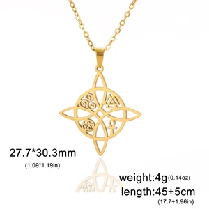 Skyrim Sihir Penyihir Simpul Kalung Wanita Stainless Steel Leher Rantai Valknut Triskelion Ankh Cross Pentacle Amulet Perhiasan 8 pesona ankh penjualan terbaik - №