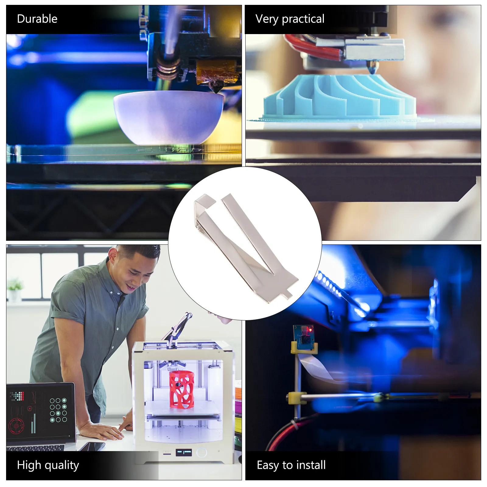 

10 шт. зажимов для стеклянной платформы 3D-принтера, пружинные фиксаторы для стеклянной платформы, прочные зажимы для профессионального и личного использования