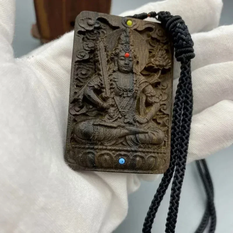 free shipping Wholesale Agarwood Pendant carving Guan Gong Year of Life Guardian 461 wooden Agarwood text play pendant artifact