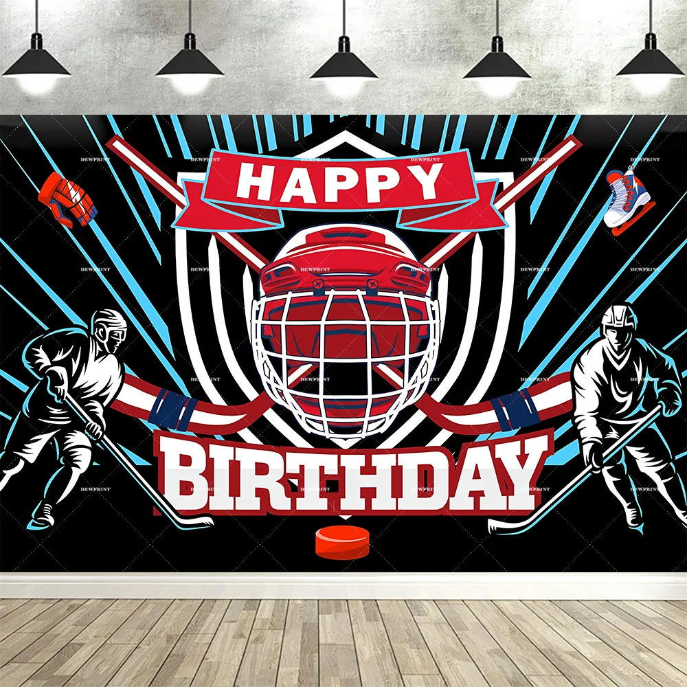 Dewprint Ice Hockey Birthday Decorations Backdrop Sports Game Theme Background Player Adults Kids Athlete Party Supplies Banner