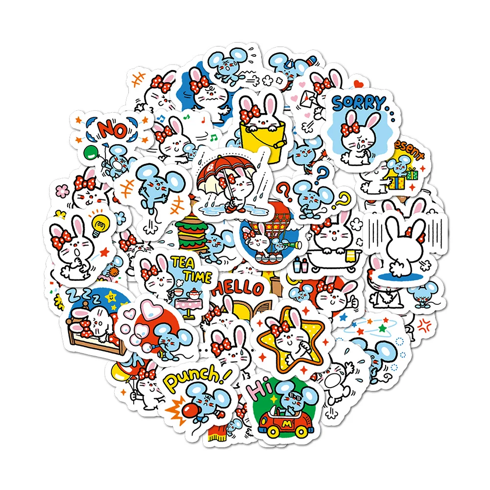 40pcs 귀여운 만화 토끼 & 매티 스티커 DIY 일기 노트북 전화 수하물 스케이트 보드 낙서 데칼 스티커 선물 장난감