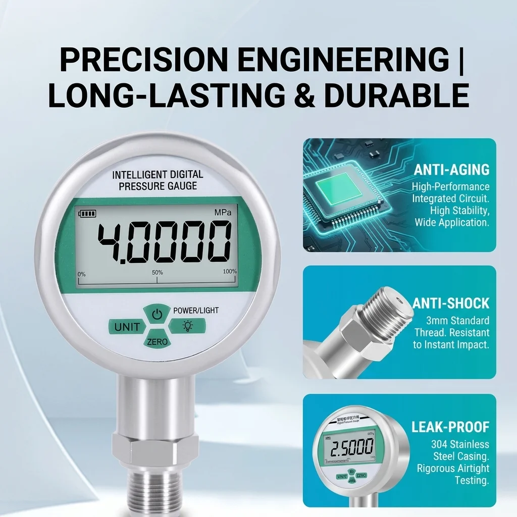 0-16Mpa Digital Pressure Manometer 400bar Digital Pressure Gauge 80mm M20*1.5 600bar Pressure Manometer 100Kpa 50Mpa