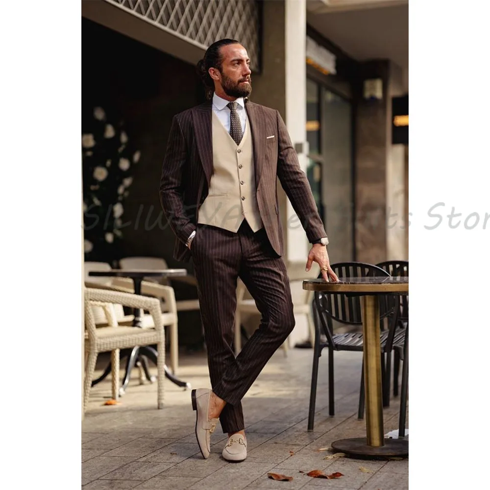 

Elegant Wedding Mint Men's Suits 2025 Customized One Button Peak Lapel collar Slim Fit Male Clothing 3 Piece Jacket Pants Vets