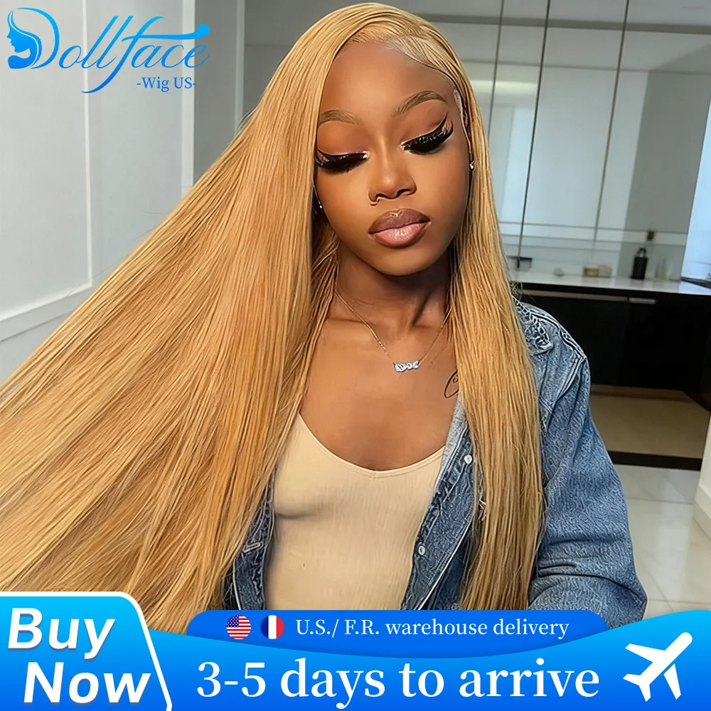 ストレートハニーブロンドウィッグ 13x6 13x4 HDレースフロントウィッグ 30インチ 36インチ 200%密度 # 27ブロンドカラー人毛ウィッグ　プレプラッキング済み