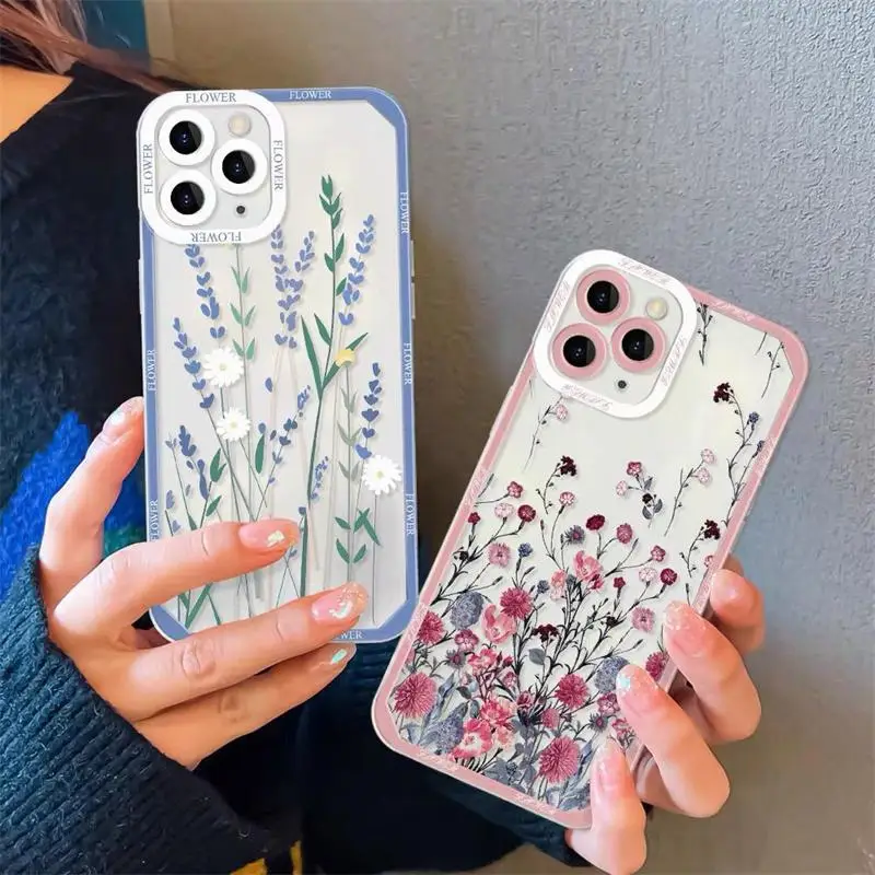 INS Pretty Flowers Clear Soft Tpu Case dla Motorola Moto G22 G30 G52 G53 G60 G32 G73 G72 G71 G60S G9 Play Plus EDGE 40 PRO Cover