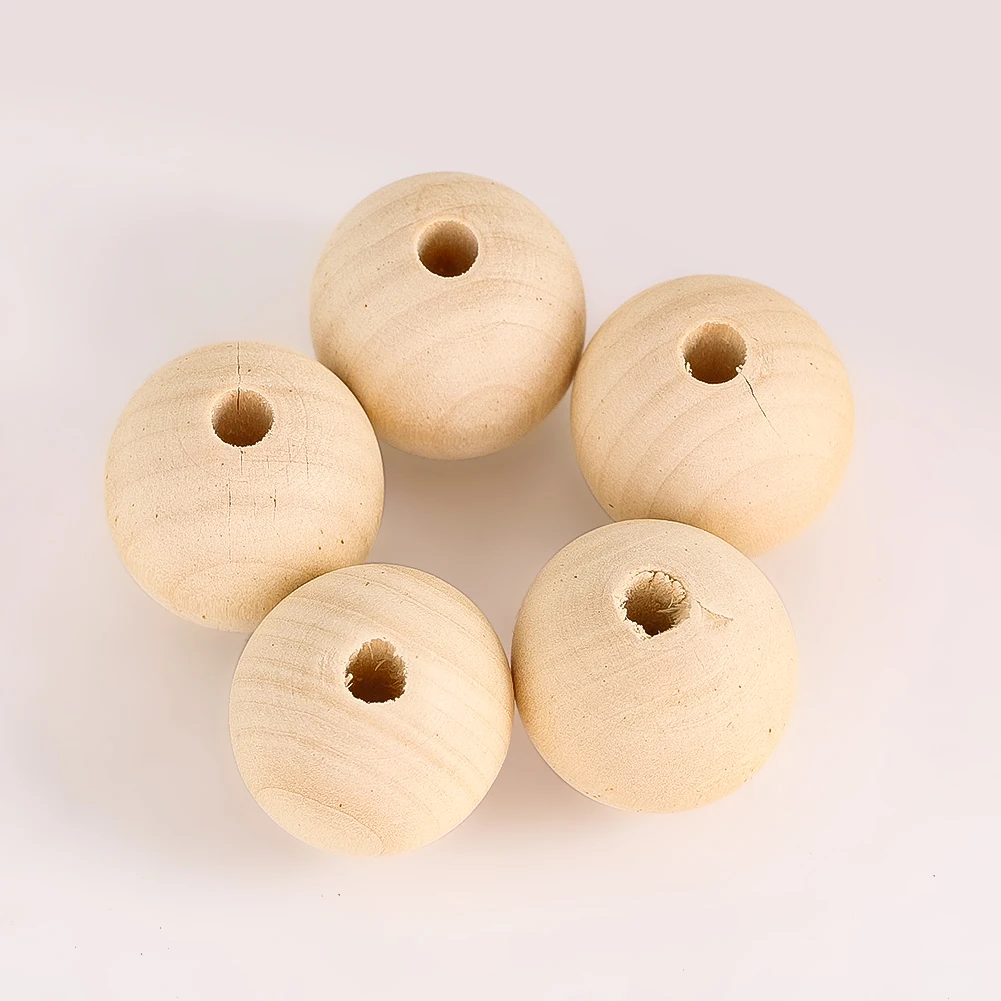 30mm Wood Beads 8.2g with Through Hole DIY Handmade Beads Natural Texture Log Color Log Accessories Natural Simple Style