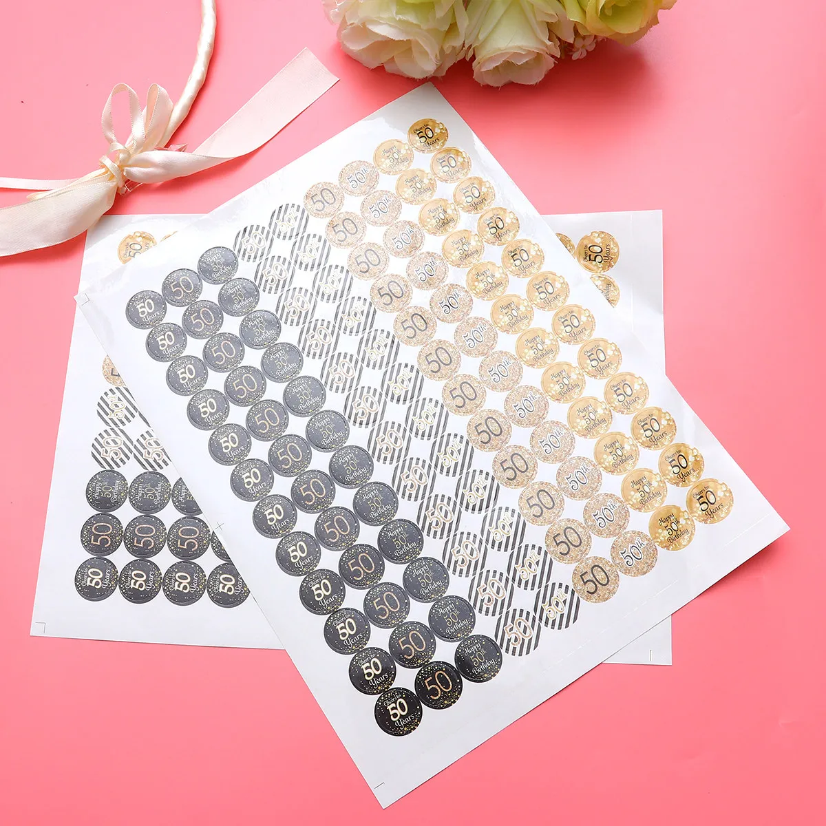 

2 Sheets Number Stickers Birthday Decor 50 Years Old Party Decoration Supplies for Anniversary Birthday Party Table Invitations
