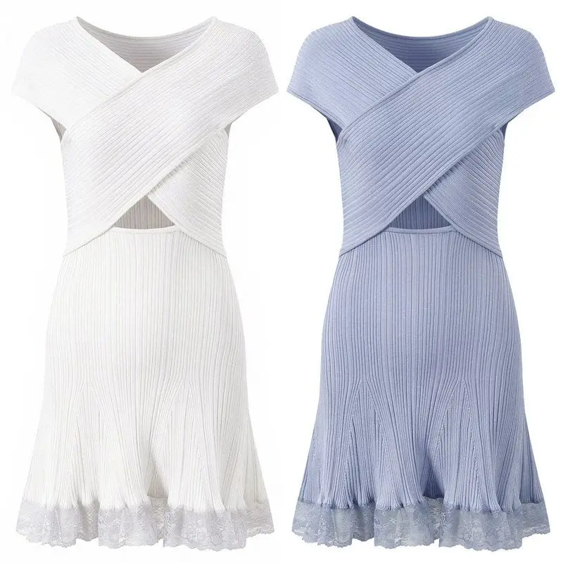 

Elegant Short Sleeveless Lace Trim Dress 2025 Summer New Style Slimming High Quality for Ladies Fashionable Cake Skirt Style