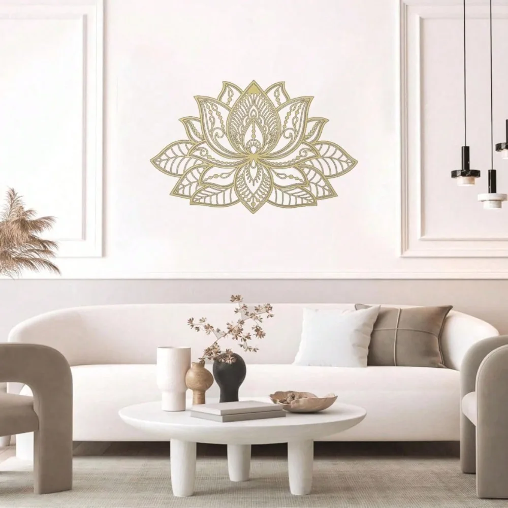 Radiant Lotus Mandala Iron Wall Art Spiritual Zen Metal Sculpture Room Garden Patio Meditation Housewarming Holiday Decor Gift