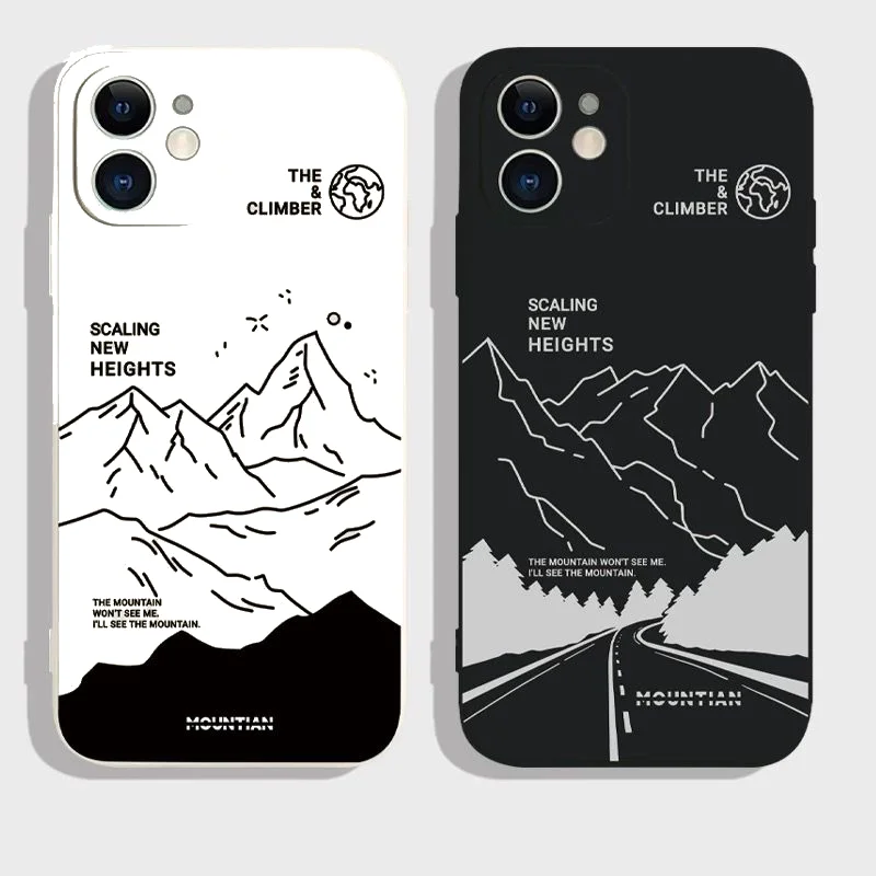 Mountain Peak Couple Phone Case For iPhone 15 11 12 14 13 Pro Max Mini XS Max XR SE2022 7 8 Plus Enjoy Relax Time Highway Covers