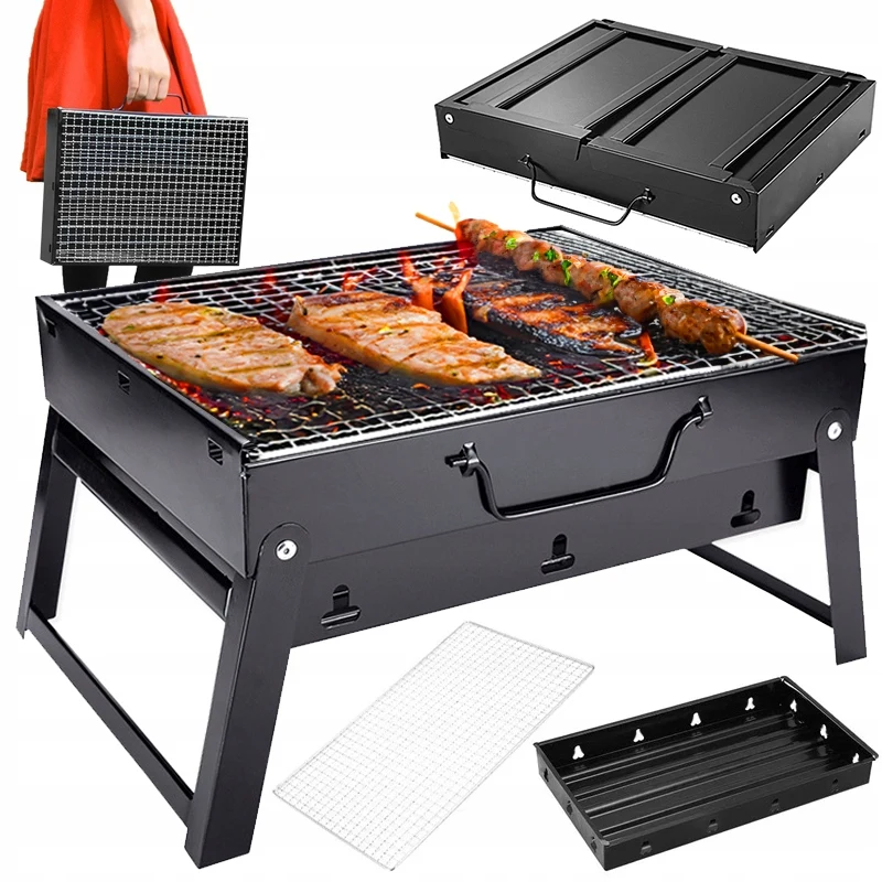 Parrilla de carbón TOURIST 35x27 cm-Camping, portátil, plegable