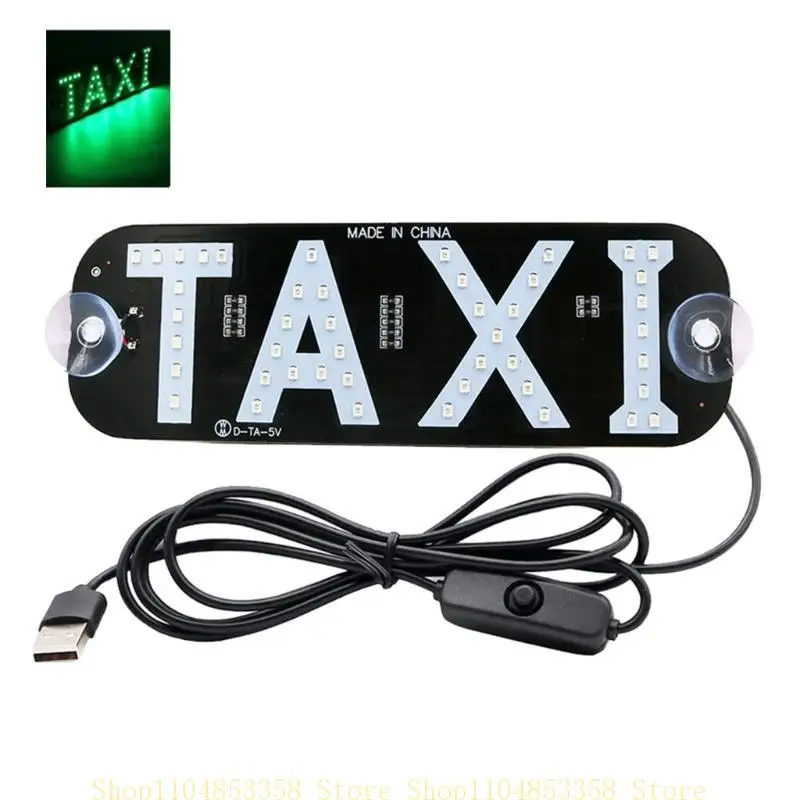 LED Taxi Light Sign LED Indicator Lights Cab Top Sign Windshield Lamp Decor with Suction Cups,USB & On/Offf Switch