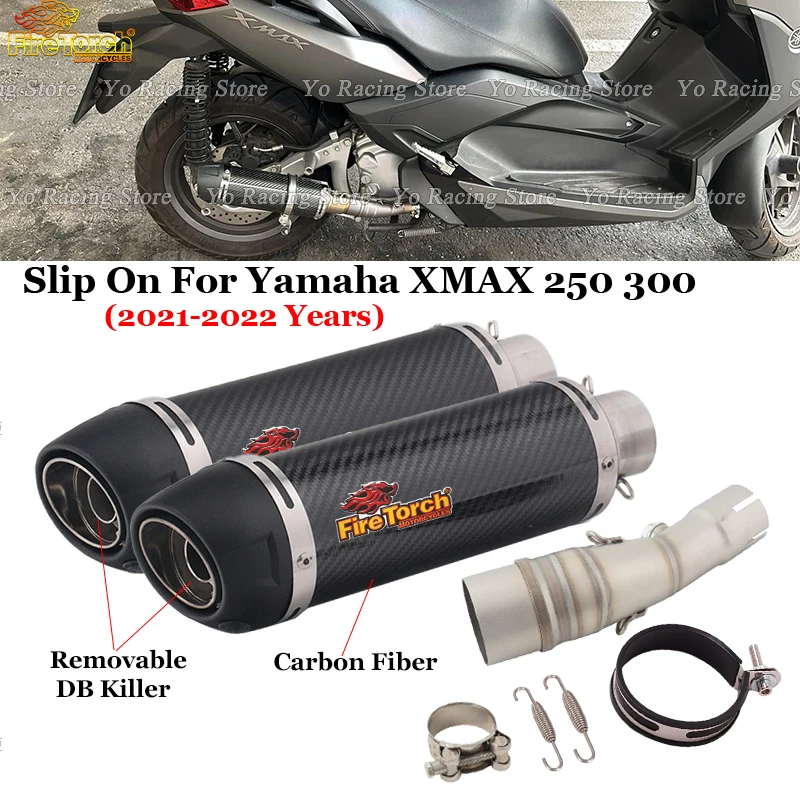 

Slip On For YAMAHA Xmax250 Xmax300 Xmax 250 300 2021 - 2022 Motorcycle Exhaust Escape 51mm Middle Link Pipe With Muffler Moto