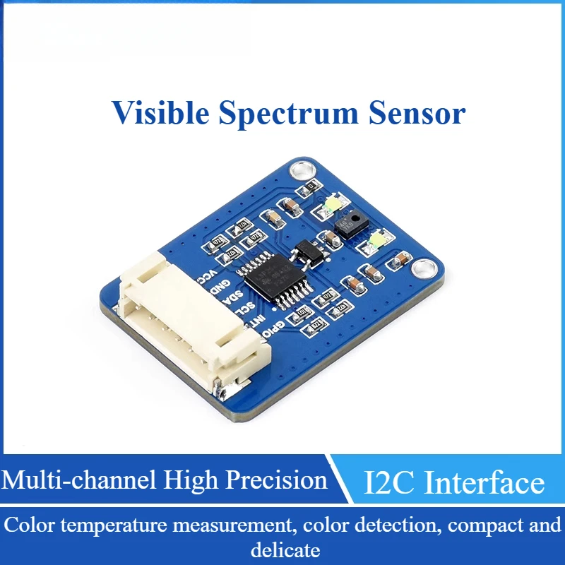 

AS7341 Спектральный датчик цвета Raspberry Pi AS7341 Модуль видимого спектрального датчика, обнаружение цвета, многоканальная высокая точность