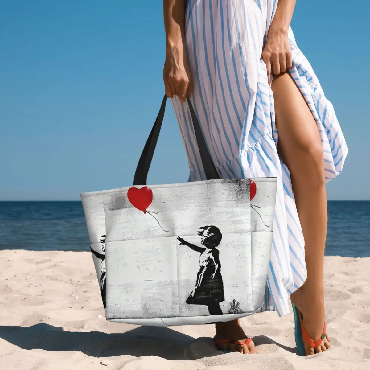 

Banksy Street Pop Art Square Beach Tote Bag Sport Gym Yoga Duffle Large Tote Bag Women Travel Bag Fitness bag