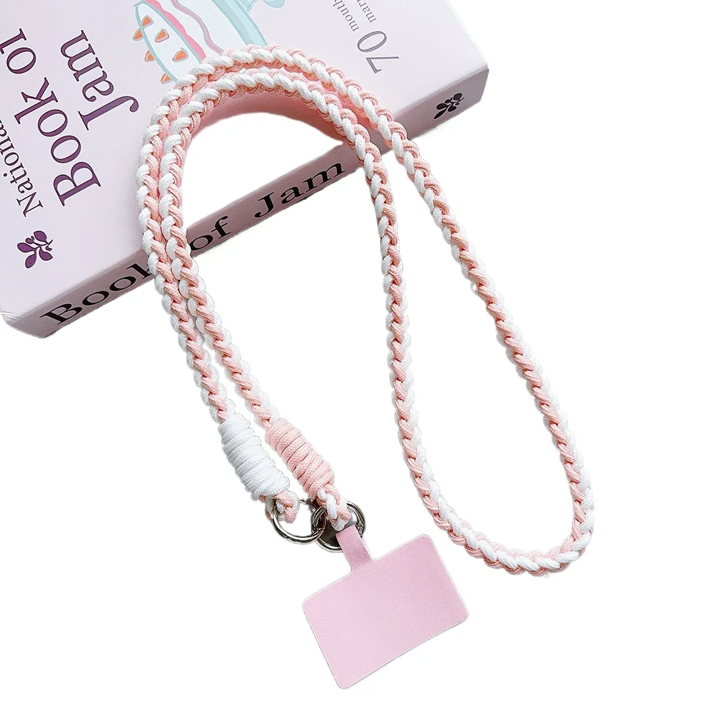 

For Mobile Phone Case Card Lanyard Anti-Loss Oblique Span Back Clip Lanyard Cable Four Strands Of Hemp Key Chain Bag Chain