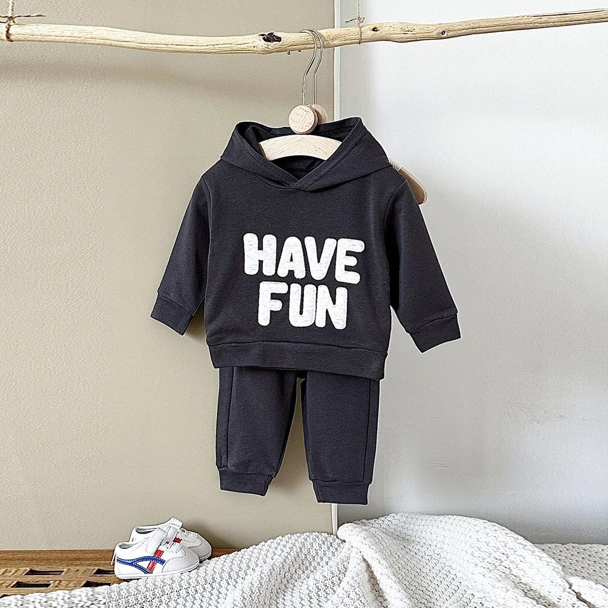 Autumn Newborn Baby Clothes Boy Sets Girl Hoodies Top Infant Suit Casual Style Letter Print 2PCS Children Baby Sweatshirt