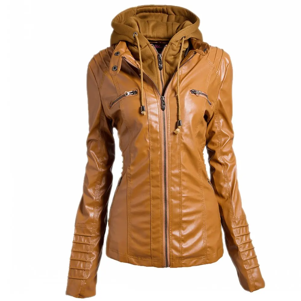 Blouson aviateur en cuir pour femme, manteau en Y, décontracté, punk, basique, moto, printemps, automne, vêtements d'extérieur féminins