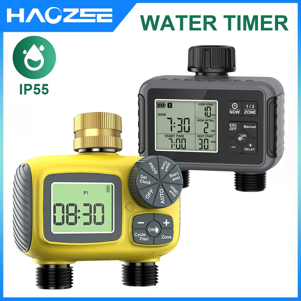

Умный таймер воды Haozee, интеллектуальная система полива с 1/2/3 выходами, спринклерный таймер, садовый программатор, ЖК-дисплей IPX7