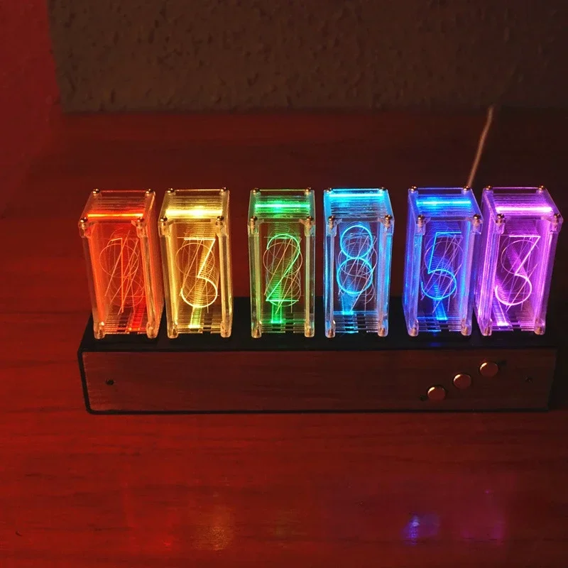 RGB Nixie Tube Clock LED Glows Time Tube DIY Analog Digital Tube Night Lights Gaming Desktop Home Decoration Gift Desk Gadgets