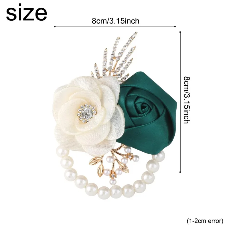 2 Buah Set Bunga Dada Pengantin dan Pengantin Pria untuk Pernikahan, Bunga Pergelangan Tangan Elegan dan Aksesoris Buket DIY untuk Pesta Pernikahan