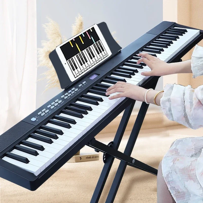 Foldable 88 Key Weighted Electric Piano Portable Keyboard Beginners Professionals Rollup Piano Substitute Music Keyboard