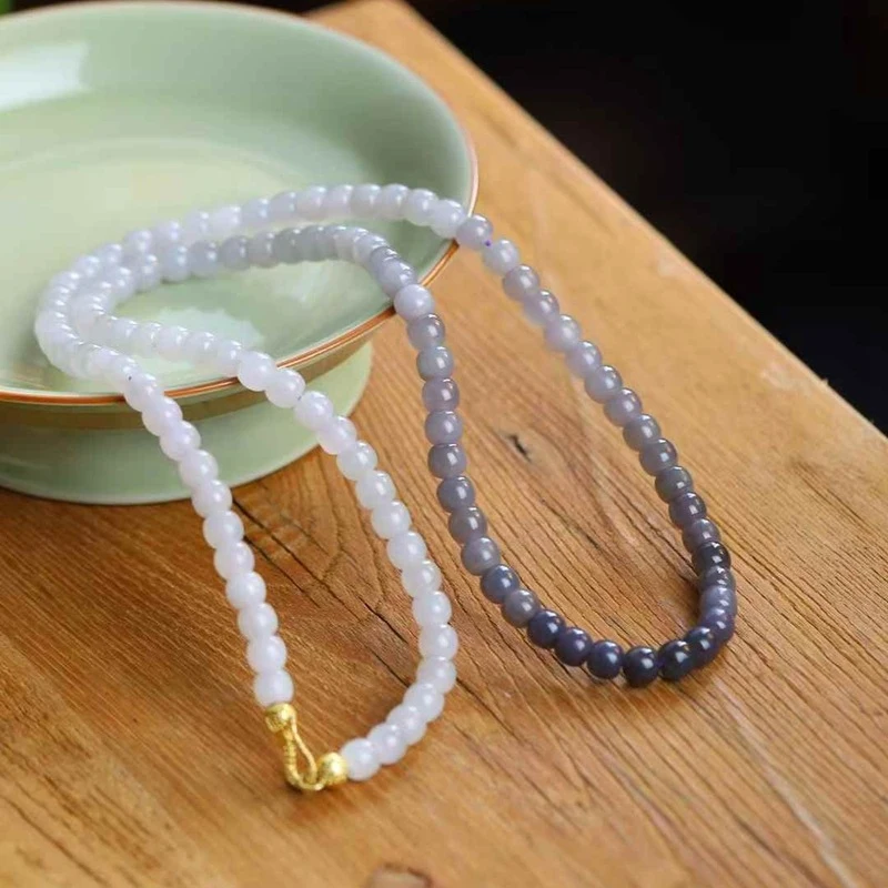 Natural Hotan Jade Qinghai Material Gradient Smoky Purple Multi-use Old-style Beads 108 Bead Chain