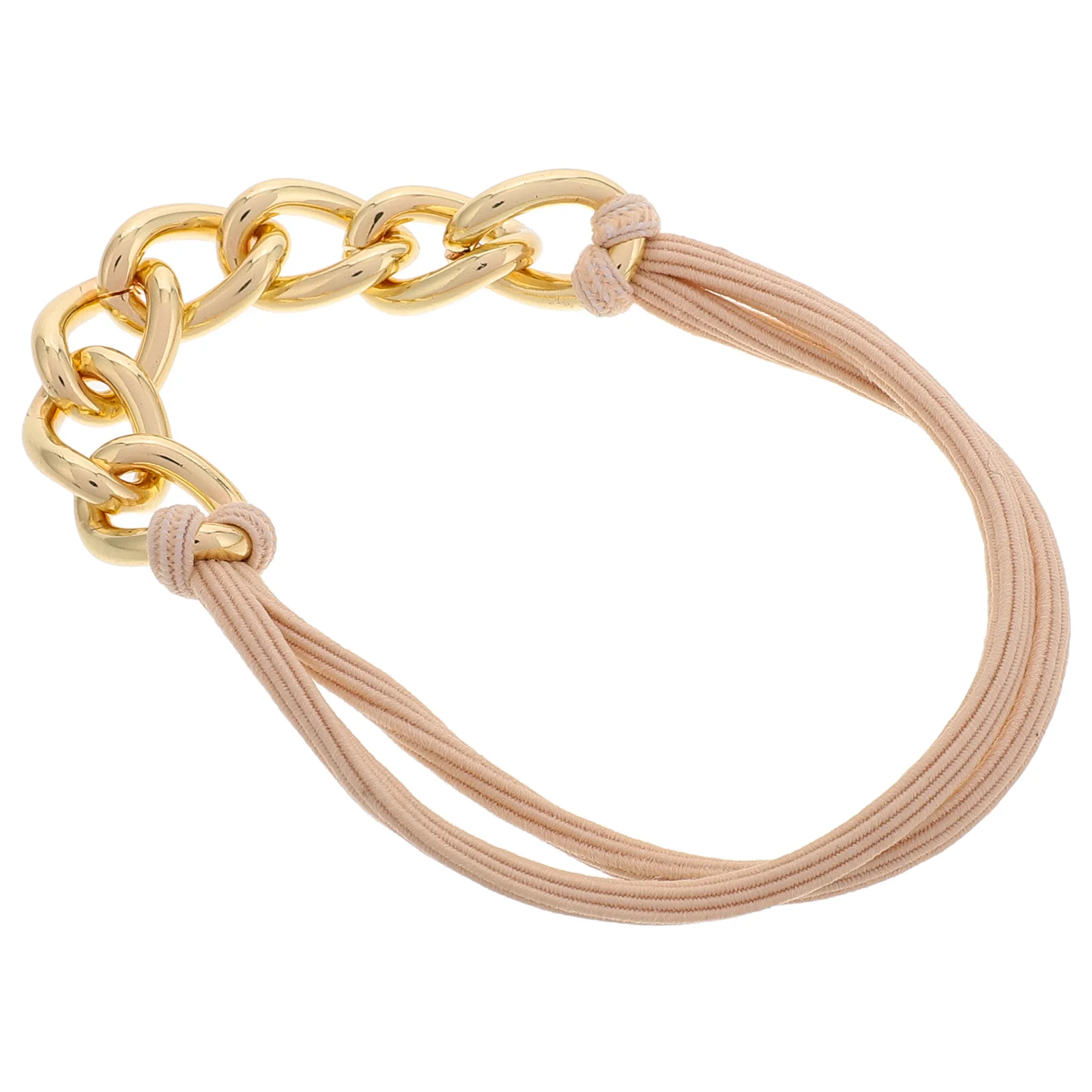 

Golden Metal Golden Hair Elastic Ponytail Holder Bracelet Wristband Thick Curly Hair Accessories Women