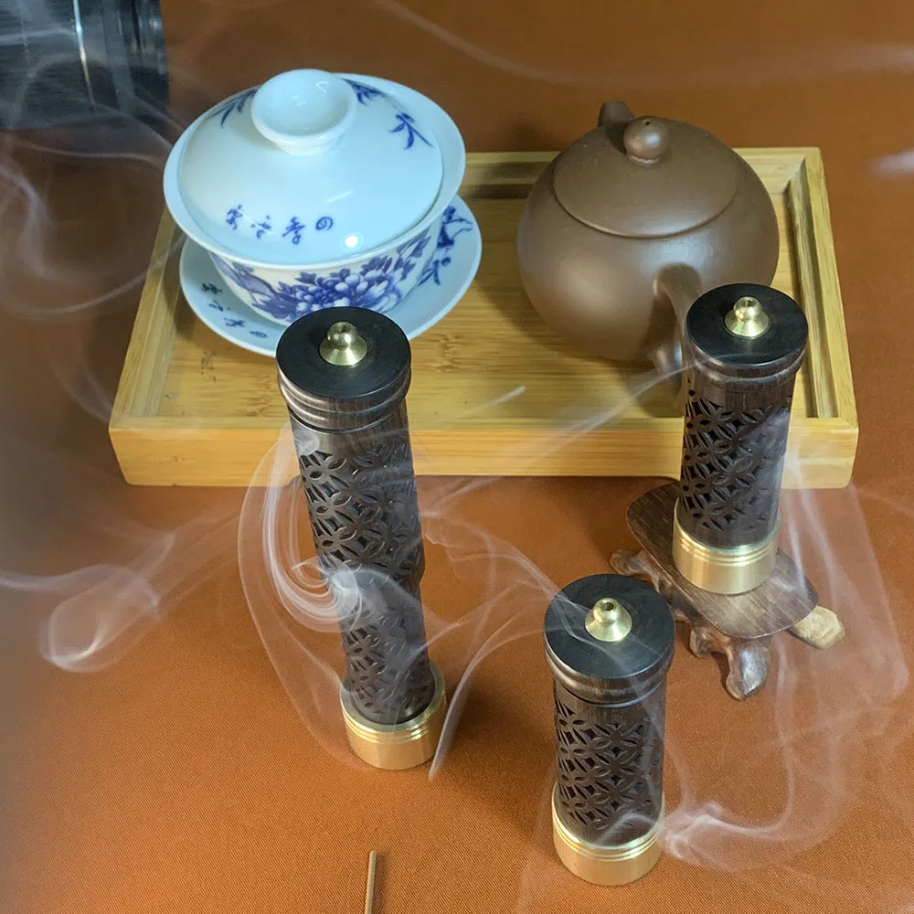 Portable Ebony Wood Incense Stick Burner  Hand‑Carved Wooden Incense Holder Zen Home Table Ornament Travel Incense Utensil Decor