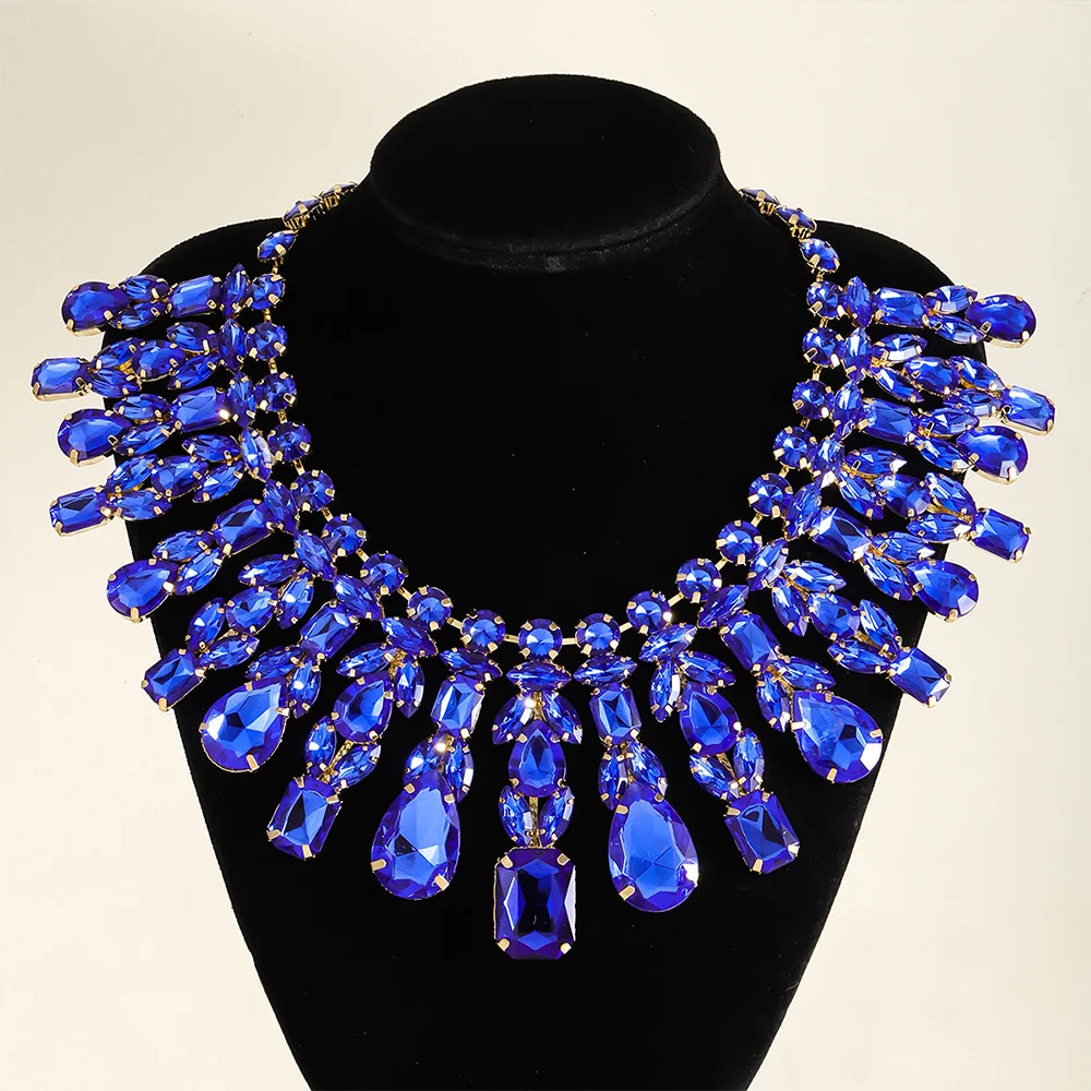 Vedawas Luxury Geometric Rhinestone Necklace,Elegant Banquet Wedding Women Accessories,Gifts for Lover and Friends