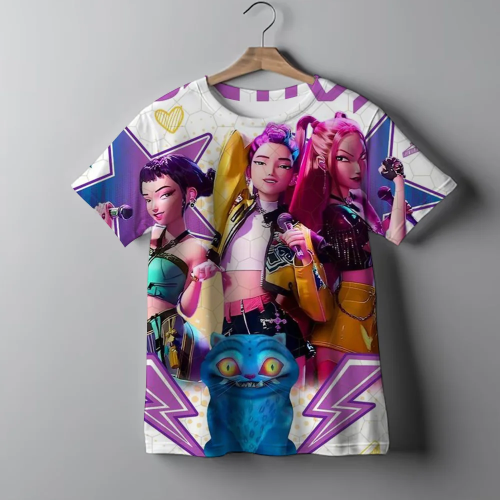 أزياء عارضة الاطفال تي شيرت KPop شيطان الصيادين بارد الفتيات المحملة أعلى مضحك هدية لمحبي التي شيرت-KPop شيطان الصيادين الملابس