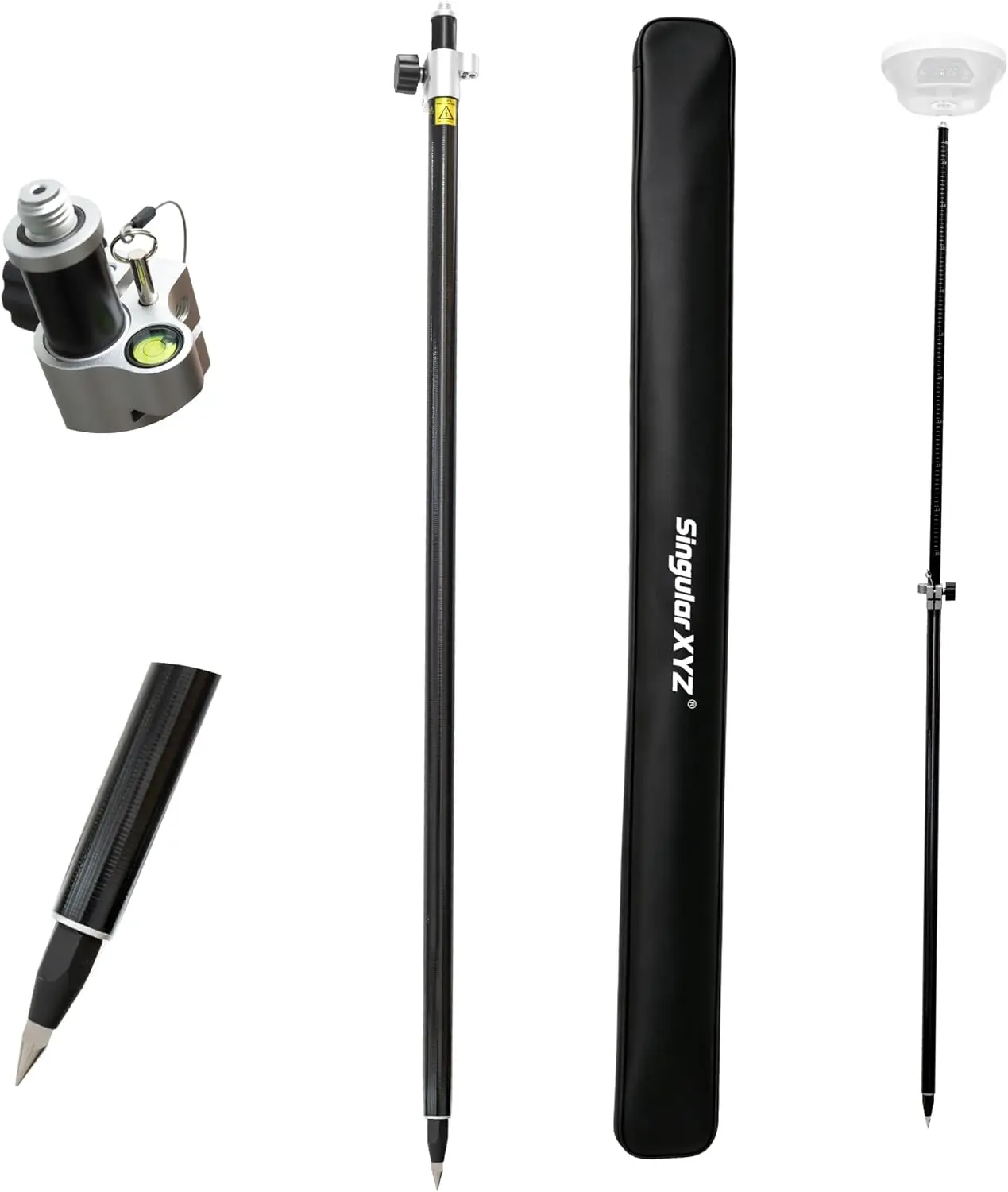 2.2 m / 7.22 ft Self-Locking Fiberglass GPS Survey Pole, GNSS Rover Rod Compatible with Trimble, 5/8″ Thread, 125–220 cm Adjusta