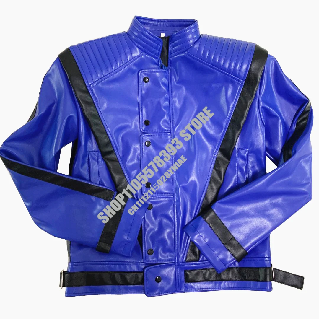 

Retro Michael Jackson Thriller Jacket with Blue Leather Halloween Costumes Chistmas
