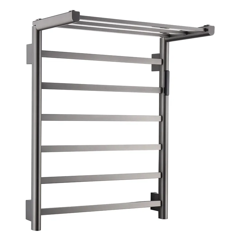 

Grey folding intelligent digital display electric towel rack, bathroom white stainless steel drying rack storage towel rack