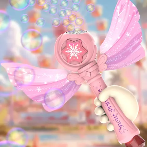 Baguette à bulles Snow Princess avec lumières LED et musique, 2 modes, étanche, parfaite pour les fêtes d'enfants, les plaisirs et les cadeaux en plein air