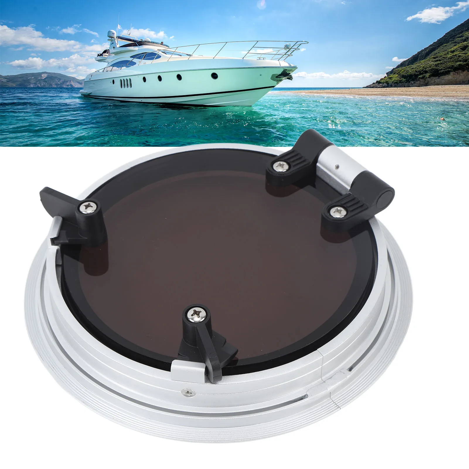 Yacht Porthole 9 Inches Round Marine Grade Aluminum Porthole Inward Opening Boat Transparent Window